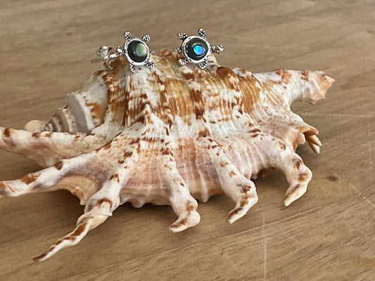 sterling silver and albone shell turtle stud earrings