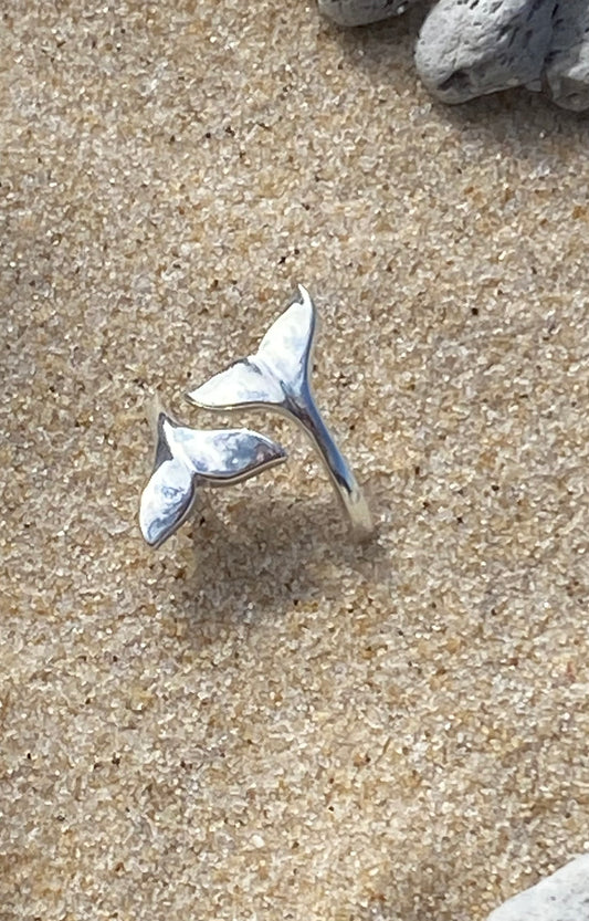 925 Sterling Silver Whale Tale ring